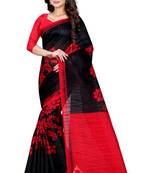 Black printed bhagalpuri silk saree with blouse