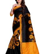 Black printed bhagalpuri silk saree with blouse