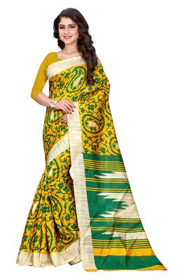 Multicolor printed bhagalpuri silk saree with blouse 1