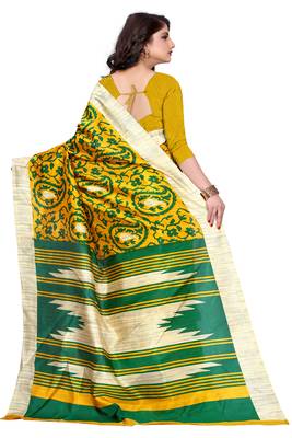 Multicolor printed bhagalpuri silk saree with blouse 2