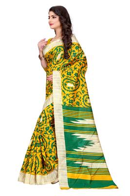 Multicolor printed bhagalpuri silk saree with blouse 3