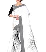 White printed bhagalpuri silk saree with blouse