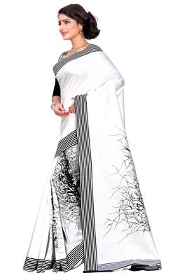 White printed bhagalpuri silk saree with blouse 3