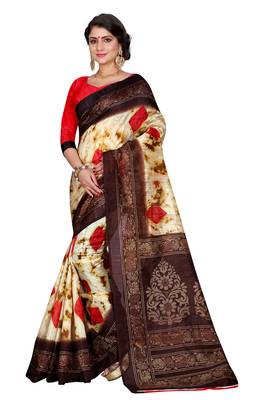 Multicolor printed bhagalpuri silk saree with blouse 1