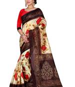 Multicolor printed bhagalpuri silk saree with blouse