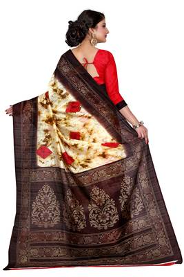 Multicolor printed bhagalpuri silk saree with blouse 2