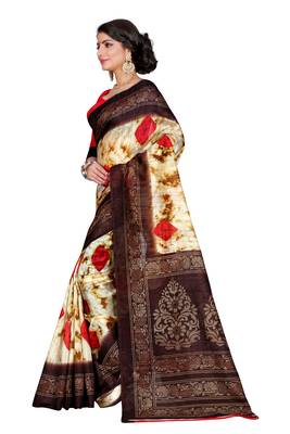 Multicolor printed bhagalpuri silk saree with blouse 3