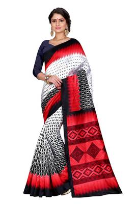 Multicolor printed bhagalpuri silk saree with blouse 1