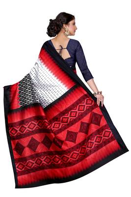 Multicolor printed bhagalpuri silk saree with blouse 2