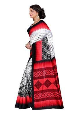 Multicolor printed bhagalpuri silk saree with blouse 3