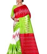 Green printed bhagalpuri silk saree with blouse