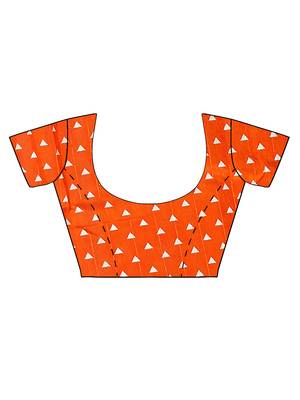 Orange printed bhagalpuri silk saree with blouse 4