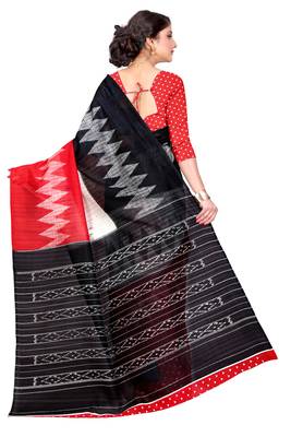 Black printed bhagalpuri silk saree with blouse 2