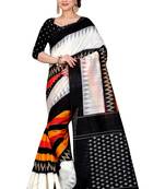 Black printed bhagalpuri silk saree with blouse