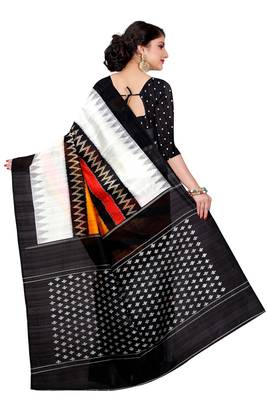 Black printed bhagalpuri silk saree with blouse 2
