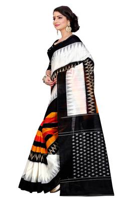 Black printed bhagalpuri silk saree with blouse 3