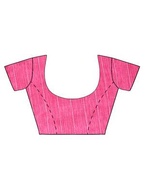 Pink printed bhagalpuri silk saree with blouse 4