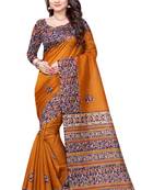 Mustard printed bhagalpuri silk saree with blouse