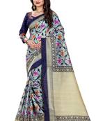 Multicolor printed bhagalpuri silk saree with blouse