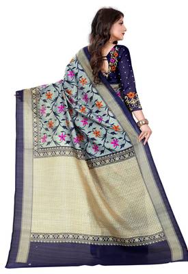 Multicolor printed bhagalpuri silk saree with blouse 2