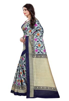 Multicolor printed bhagalpuri silk saree with blouse 3