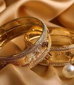 Beautiful Golden Bracelet Pair With Intricate Stonework
