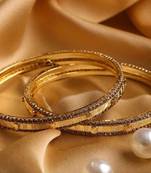 Pair Of Golden Bracelets With Golden Stonework For Dailywear