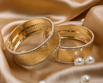 Rich Look Like Jewellery Golden Bracelet Pair With Intricate Stonework 1