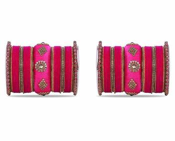 Royal Set Of 2 Velvet & Silk Thread Bangle Set By Leshya Rani 1
