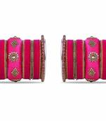 Royal Set Of 2 Velvet & Silk Thread Bangle Set By Leshya Rani