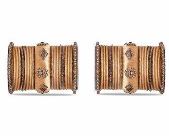 Royal Set Of 2 Velvet & Silk Thread Bangle Set By Leshya Golden 1