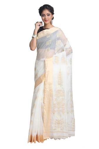 Multicolor Hand Woven Pure Bengal Handloom Saree With Blouse