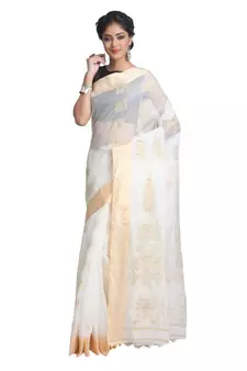 Multicolor Hand Woven Pure Bengal Handloom Saree With Blouse