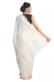 Multicolor Hand Woven Pure Bengal Handloom Saree With Blouse