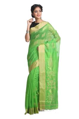 Multicolor Hand Woven Pure Bengal Handloom Saree With Blouse 1