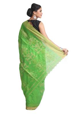 Multicolor Hand Woven Pure Bengal Handloom Saree With Blouse 3