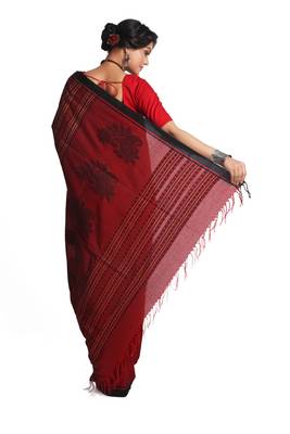 Multicolor Hand Woven Pure Khadi Saree With Blouse 3