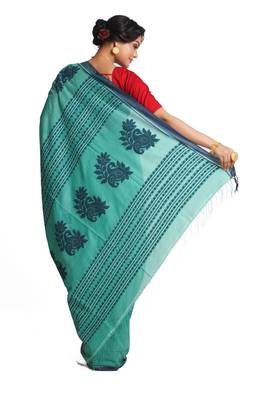 Multicolor Hand Woven Pure Khadi Saree With Blouse 3