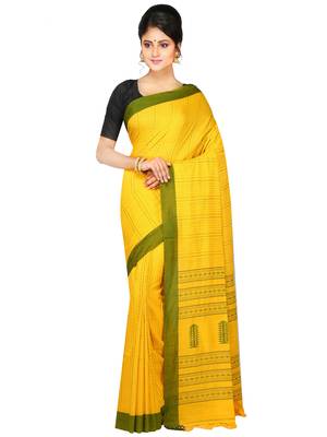 Multicolor Hand Woven Pure Cotton Saree With Blouse 2
