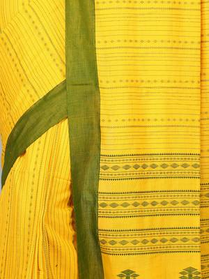 Multicolor Hand Woven Pure Cotton Saree With Blouse 3