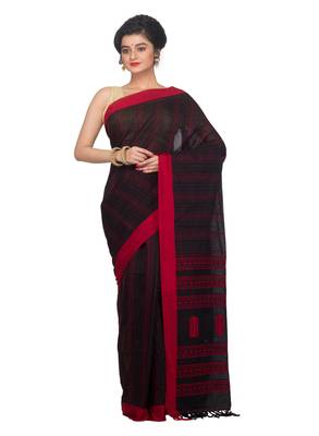 Multicolor Hand Woven Pure Cotton Saree With Blouse 1
