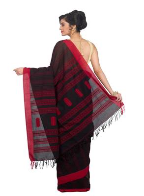 Multicolor Hand Woven Pure Cotton Saree With Blouse 3