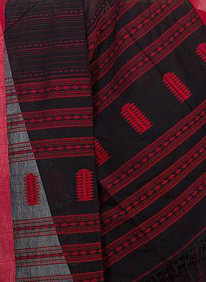Multicolor Hand Woven Pure Cotton Saree With Blouse 4
