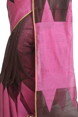 Multicolor Hand Woven Pure Linen Saree With Blouse 4