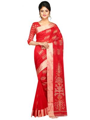 Multicolor Hand Woven Pure Bengal Handloom Saree With Blouse 2