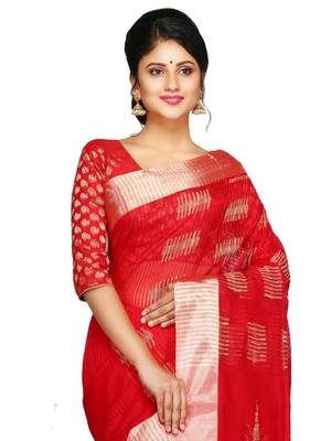 Multicolor Hand Woven Pure Bengal Handloom Saree With Blouse 3