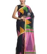 Multicolor Hand Woven Pure Linen Saree With Blouse