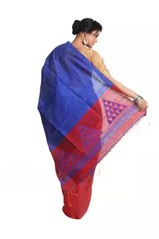 Multicolor Hand Woven Pure Bengal Handloom Saree With Blouse