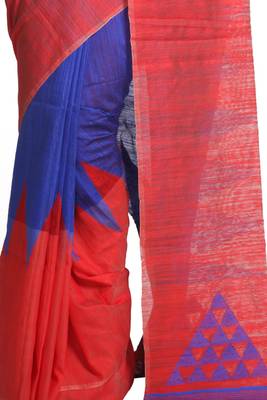 Multicolor Hand Woven Pure Bengal Handloom Saree With Blouse 4