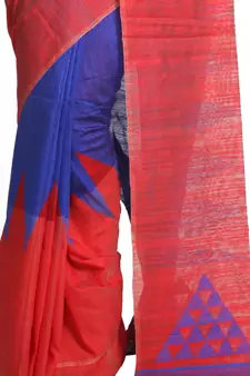 Multicolor Hand Woven Pure Bengal Handloom Saree With Blouse